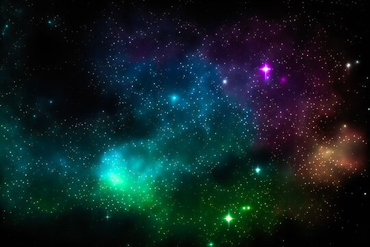 Dark Night Starry Sky Background. Image created with Generative AI technology. © EwaStudio