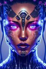 Futuristic Cyberpunk Girl.  Image created with Generative AI technology.