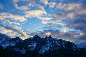 Troll Wall at the winter sunset