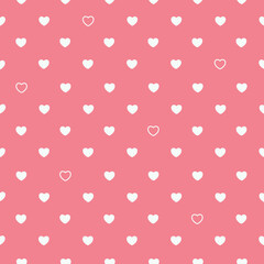 Romantic pattern. White little hearts on a pink backdrop. Cute seamless background. Valentine's Day. Decorating for a wedding, birthday, other holiday. Vector illustration. Vector illustration