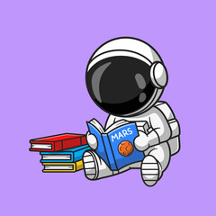 Cute Astronaut Reading Book Cartoon Vector Icon Illustration. Technology Education Icon Concept Isolated Premium Vector. Flat Cartoon Style  © catalyststuff