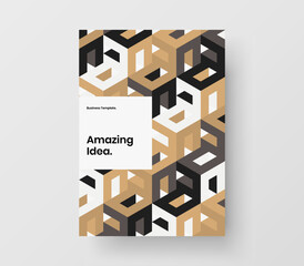 Original annual report design vector layout. Bright mosaic pattern cover template.