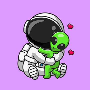 Cute Astronaut Hug Alien Cartoon Vector Icon Illustration.
Science Technology Icon Concept Isolated Premium Vector.
Flat Cartoon Style