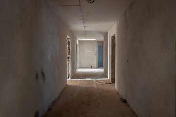 Interior of an abandoned old historic palace mansion in Poland in Central Europe
