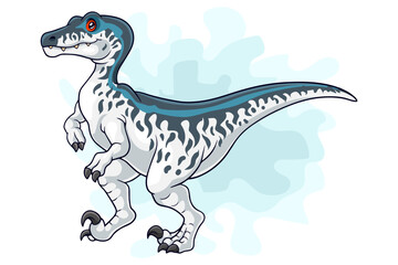 Cartoon funny Velociraptor isolated on white background