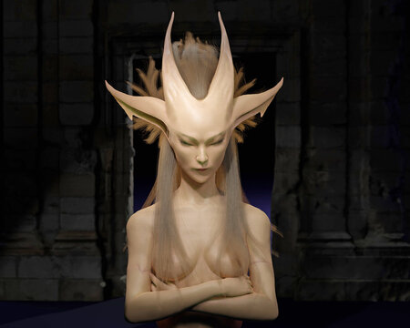3d computer-rendered illustration of an attractive spirit elf