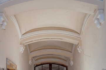Interior of an abandoned old historic palace mansion in Poland in Central Europe