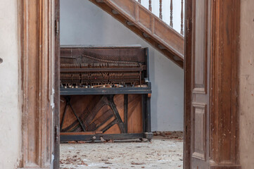 Interior of an abandoned old historic palace mansion in Poland in Central Europe