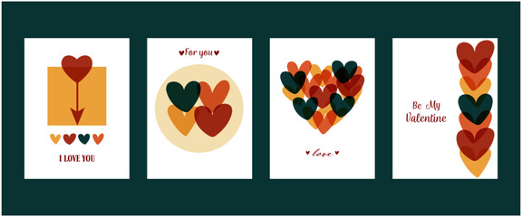 Fototapeta na wymiar Set of vector cards for Valentine's day. 
