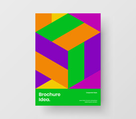 Unique corporate brochure A4 design vector concept. Modern mosaic hexagons magazine cover layout.