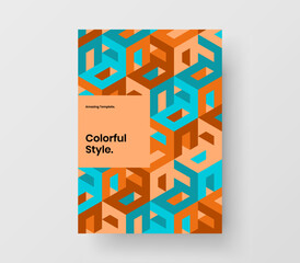 Clean magazine cover design vector concept. Colorful mosaic pattern banner layout.