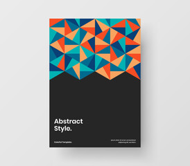 Minimalistic mosaic hexagons leaflet illustration. Clean annual report A4 design vector template.