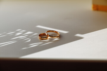 Wedding rings on a light background