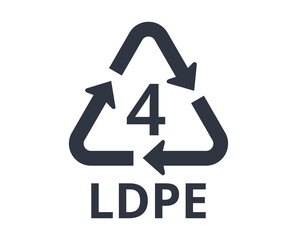 Isolated Recycle LDPE logo, number 4. 