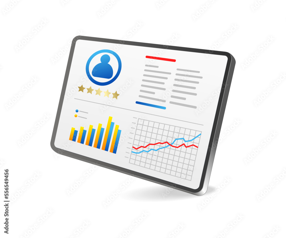 Poster flat isometric 3d illustration personal analysis data monitor concept