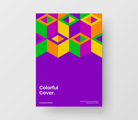 Unique geometric shapes cover layout. Premium placard design vector template.