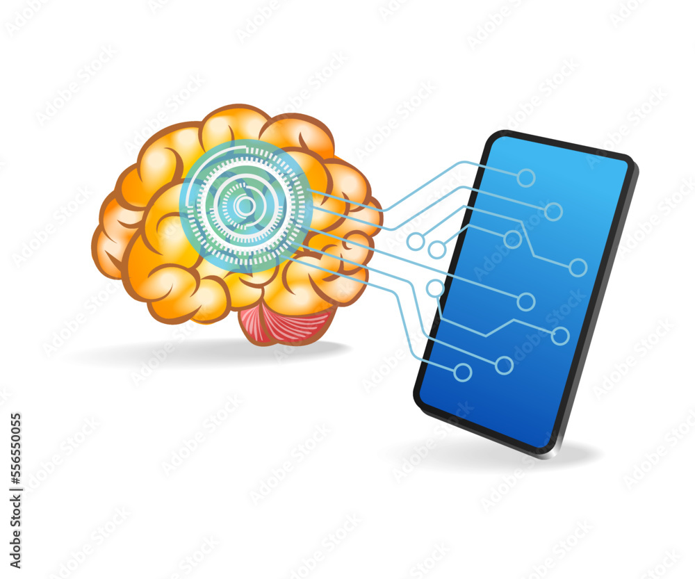Aufkleber flat isometric 3d illustration of artificial intelligence concept for smartphone