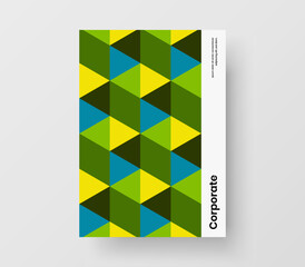 Creative leaflet vector design concept. Colorful geometric tiles front page illustration.