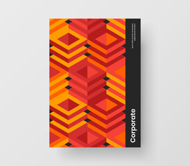 Trendy geometric hexagons leaflet template. Simple flyer vector design concept.