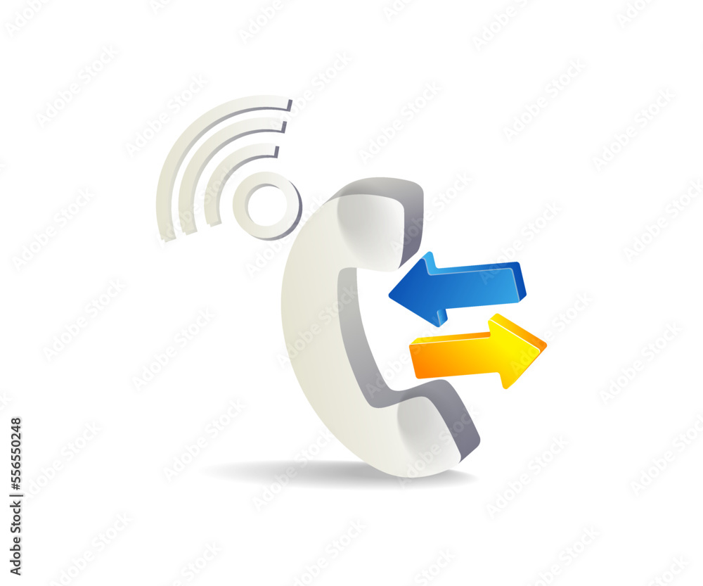 Poster flat isometric 3d illustration incoming and outgoing calling concept