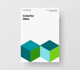 Multicolored geometric tiles poster layout. Simple company identity vector design template.