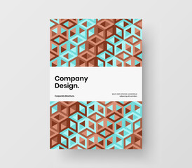 Trendy geometric shapes company brochure illustration. Colorful poster A4 vector design layout.