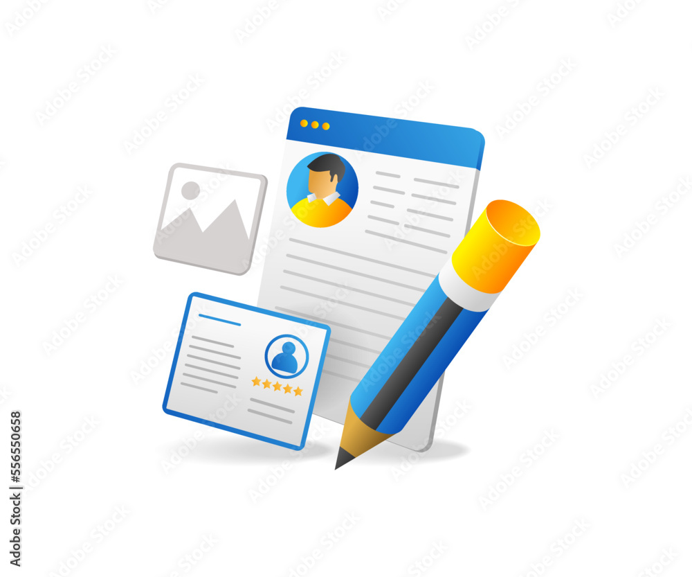 Poster Flat isometric 3d illustration concept of creating personal data for registration