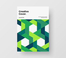 Clean company brochure A4 design vector layout. Trendy mosaic pattern front page concept.