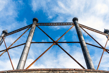 Steel structure of a former gas older (ex gasometro) in San Frediano quarter, Florence, Italy. It's...