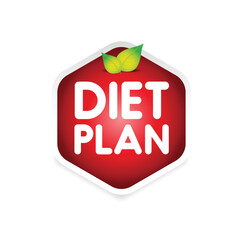 Diet Plan Red button with leaf