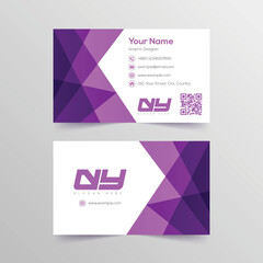 Corporate business card with multiple triangle shapes and QR code