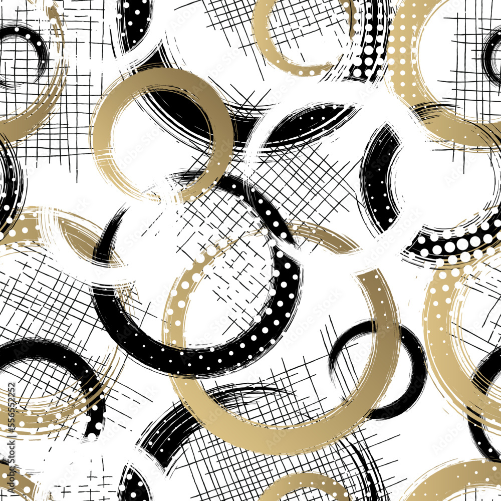 Aufkleber geometric seamless pattern. repeating abstract circle line. repeated geometry brush background. cont