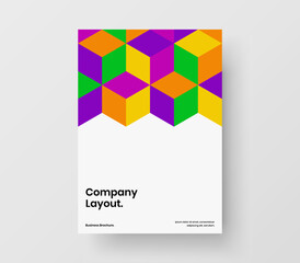 Abstract postcard A4 design vector template. Simple geometric hexagons corporate identity illustration.