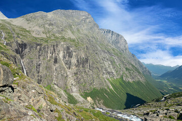 Fototapeta na wymiar Norway - mountain landscape in Rauma Municipality near The Trolls' Path (Trollstigen)