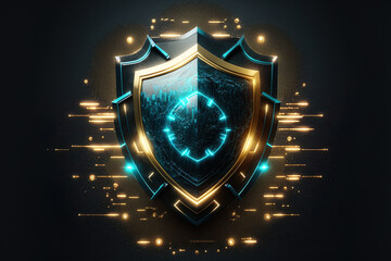 Fototapeta premium the online shield icon. protection from cyberattacks for global connections. Generative AI