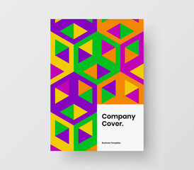 Vivid pamphlet design vector concept. Creative mosaic tiles catalog cover illustration.