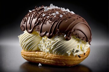 The ice cream of your dreams, Brioche topped with chocolate and filled with coconut ice cream. 3D Illustration, Digital art - more tasty than the real thing - If that's even possible
