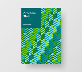 Minimalistic catalog cover design vector layout. Abstract mosaic shapes postcard illustration.