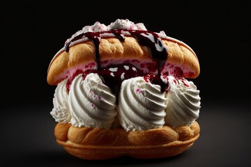 The ice cream of your dreams, Brioche filled with cherry ice cream. 3D Illustration, Digital art - more tasty than the real thing - If that's even possible