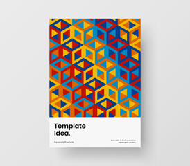 Modern geometric hexagons corporate brochure layout. Unique book cover A4 vector design concept.