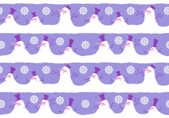 Winter seamless snowman and snowflakes pattern for Christmas wrapping paper and kids notebooks