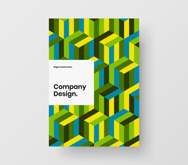Amazing company brochure A4 vector design layout. Isolated mosaic hexagons book cover illustration.