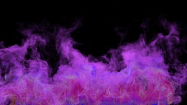Pink colored fire flame igniting on alpha channel background in a seamless loop.