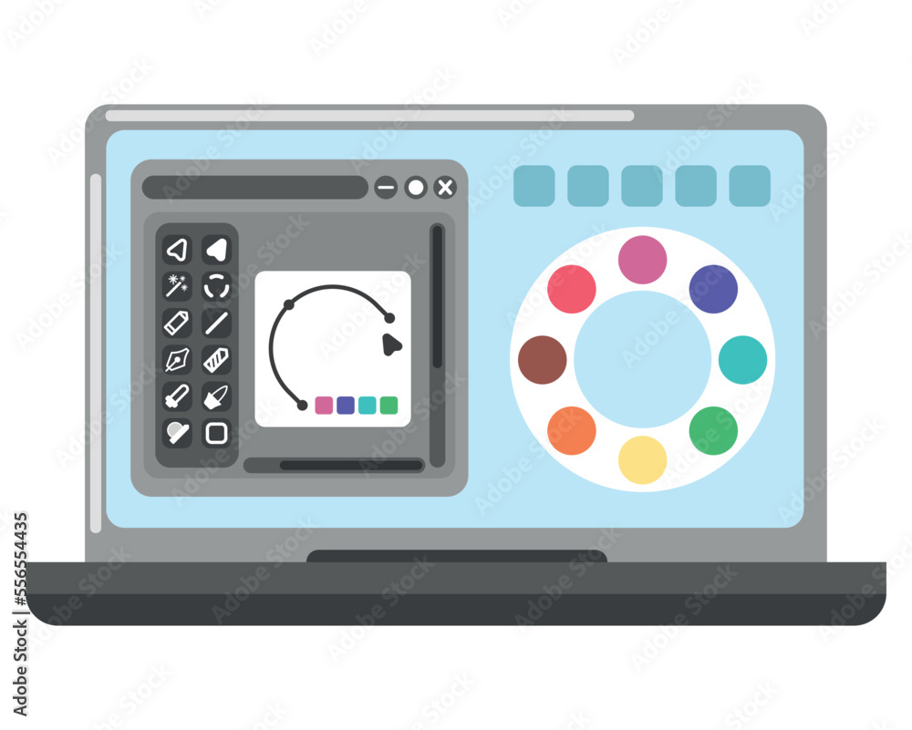 Poster design program in laptop