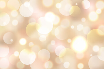 Naklejka premium Gold and beige bokeh background. Abstract blurred wallpaper. Golden light shining texture. Sparkle glitter backdrop. Luxury template for business website design. Banner social media advertising