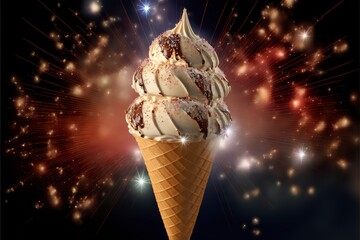 The ice cream of your dreams, firework. 3D Illustration, Digital art - more tasty than the real thing - If that's even possible