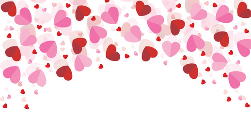 Banner with many hearts on white background
