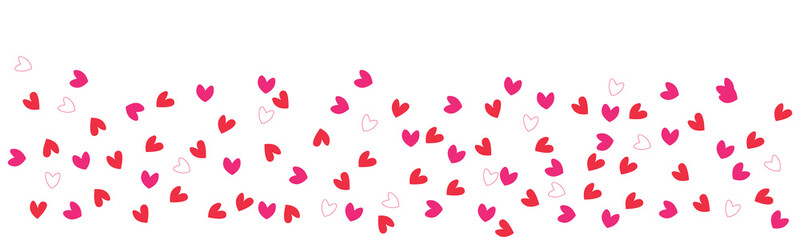 Banner with many hearts on white background