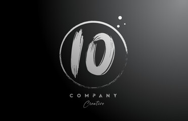 black white 10 number letter logo icon design with dots and circle. Creative gradient template for company and business