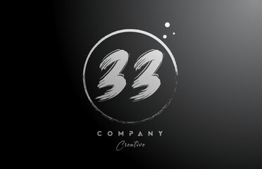 black white 33 number letter logo icon design with dots and circle. Creative gradient template for company and business
